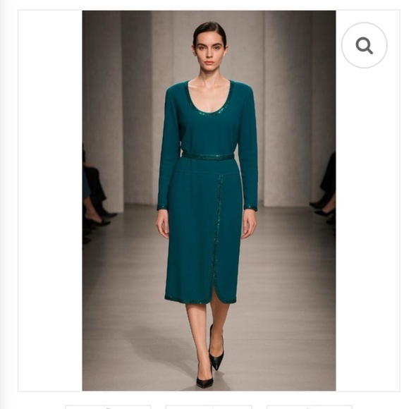 St. John Dresses & Skirts - NEW💚St. John Tourmaline Long Sleeve Dress with Sequin Detail-Rare NWT - Vintage